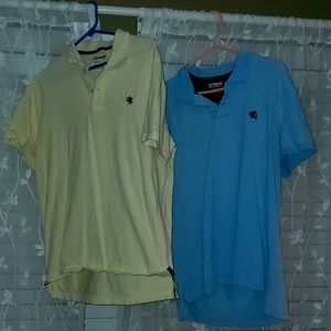 Express Men's Stretch Pique Polos - yellow and light blue. Size large